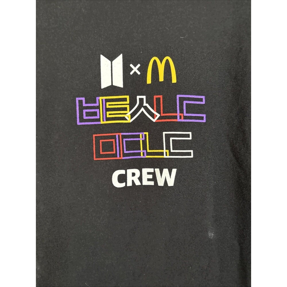 BTS x Mcdonald Men Shirt Large Black Graphic Kpop Crew Short Sleeve Crew Neck - Picture 2 of 7